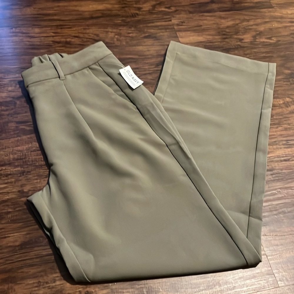 NWT Old Navy Olive Green Taylor Wide Leg Extra High-Rise Trousers Size Med Tall - Picture 2 of 7